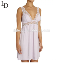 Nueva moda v cuello pijamas transparentes sexy vestido de las mujeres ropa de noche de verano